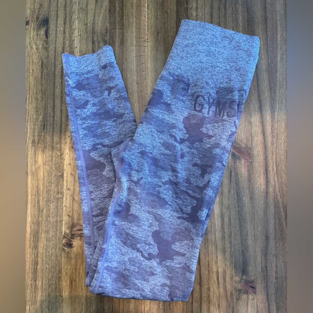 Gymshark Blue and Purple Leggings with Tie-Dye Pattern